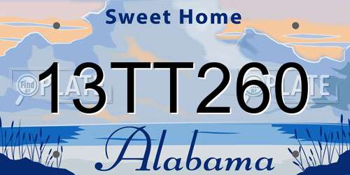 13TT260 Alabama License Plate