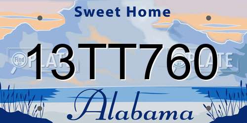 13TT760 Alabama License Plate