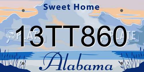 13TT860 Alabama License Plate