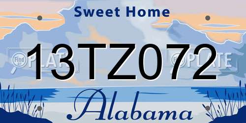 13TZ072 Alabama License Plate