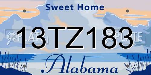 13TZ183 Alabama License Plate