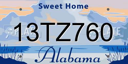 13TZ760 Alabama License Plate