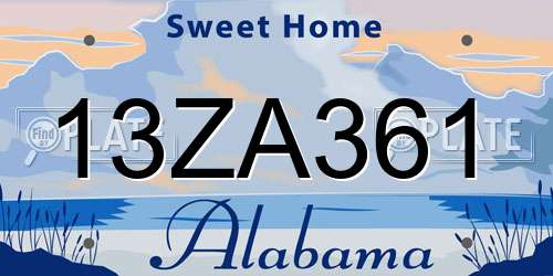 13ZA361 Alabama License Plate