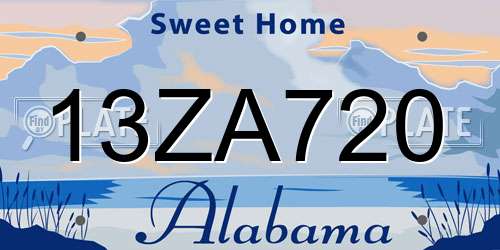 13ZA720 Alabama License Plate