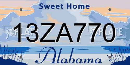 13ZA770 Alabama License Plate