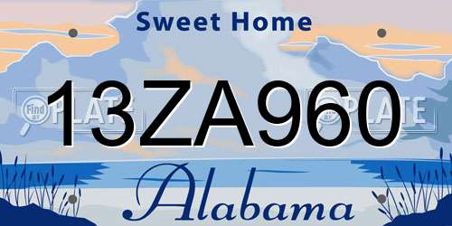 13ZA960 Alabama License Plate