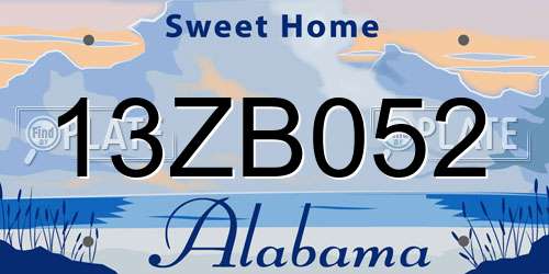 13ZB052 Alabama License Plate