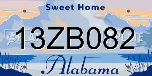 13ZB082 Alabama License Plate