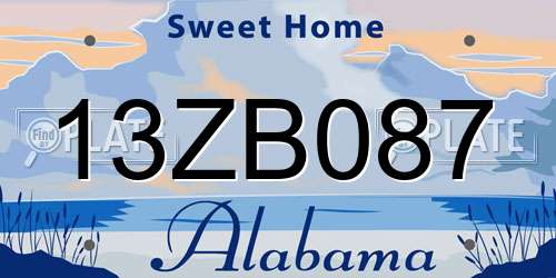 13ZB087 Alabama License Plate