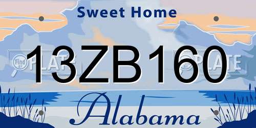 13ZB160 Alabama License Plate