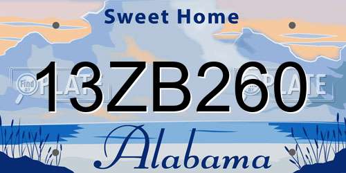 13ZB260 Alabama License Plate