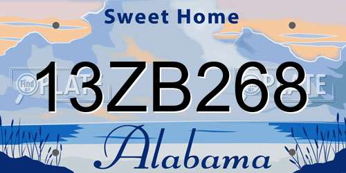 13ZB268 Alabama License Plate
