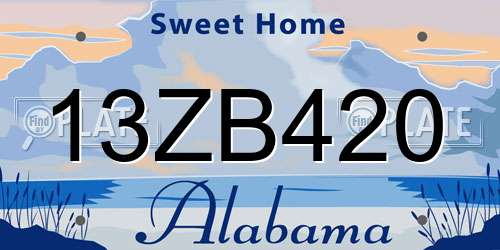 13ZB420 Alabama License Plate