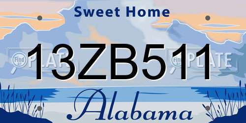 13ZB511 Alabama License Plate