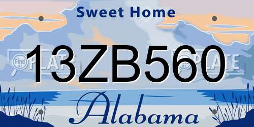 13ZB560 Alabama License Plate