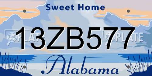 13ZB577 Alabama License Plate