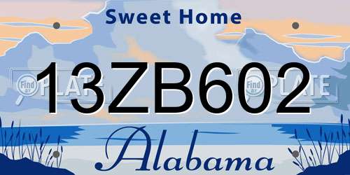 13ZB602 Alabama License Plate