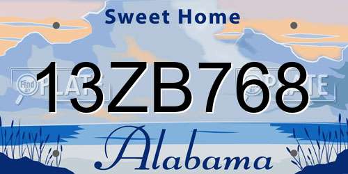 13ZB768 Alabama License Plate