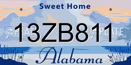13ZB811 Alabama License Plate