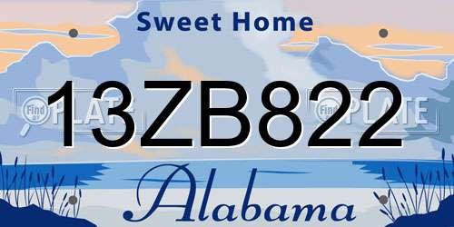 13ZB822 Alabama License Plate