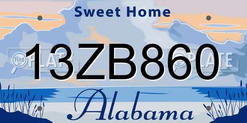 13ZB860 Alabama License Plate