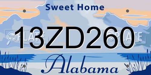 13ZD260 Alabama License Plate