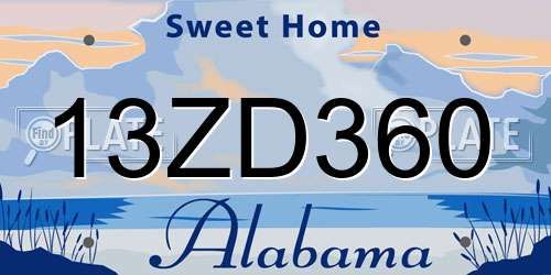13ZD360 Alabama License Plate
