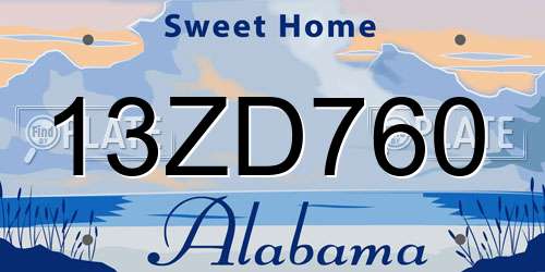13ZD760 Alabama License Plate