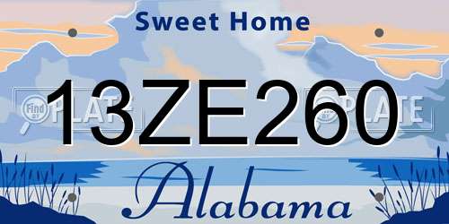 13ZE260 Alabama License Plate