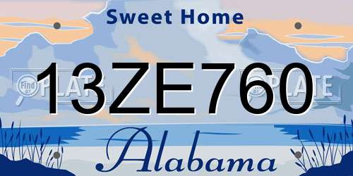 13ZE760 Alabama License Plate