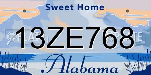 13ZE768 Alabama License Plate