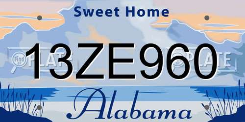 13ZE960 Alabama License Plate