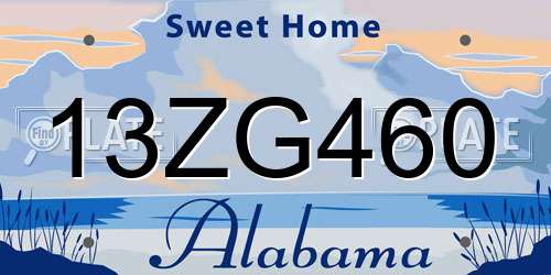13ZG460 Alabama License Plate