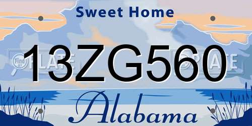 13ZG560 Alabama License Plate