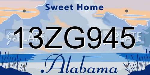 13ZG945 Alabama License Plate