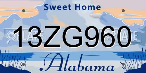 13ZG960 Alabama License Plate