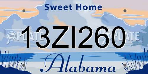 13ZI260 Alabama License Plate