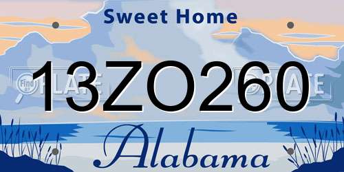 13ZO260 Alabama License Plate