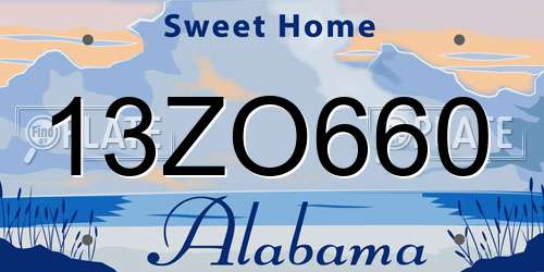 13ZO660 Alabama License Plate