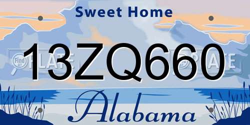 13ZQ660 Alabama License Plate