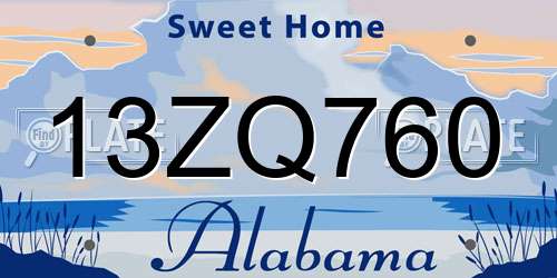 13ZQ760 Alabama License Plate