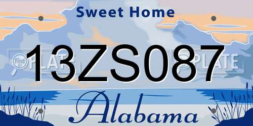 13ZS087 Alabama License Plate