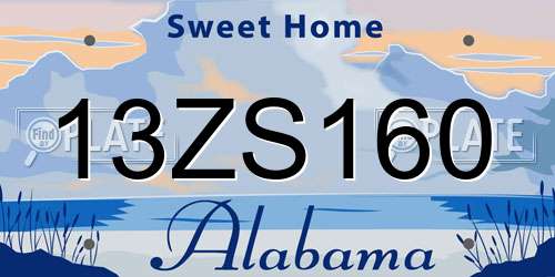 13ZS160 Alabama License Plate