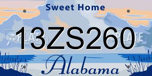 13ZS260 Alabama License Plate