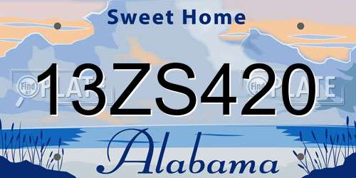 13ZS420 Alabama License Plate