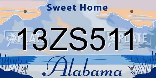 13ZS511 Alabama License Plate