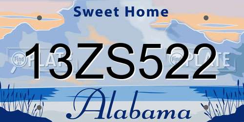 13ZS522 Alabama License Plate