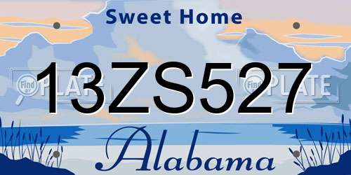 13ZS527 Alabama License Plate