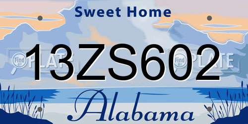 13ZS602 Alabama License Plate