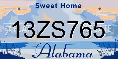 13ZS765 Alabama License Plate